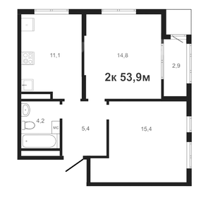 Квартира 53,9 м², 2-комнатная - изображение 1