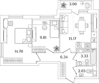 52 м², 2-комнатная квартира 9 900 000 ₽ - изображение 75