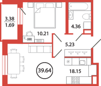 40,5 м², 1-комнатная квартира 7 648 011 ₽ - изображение 72