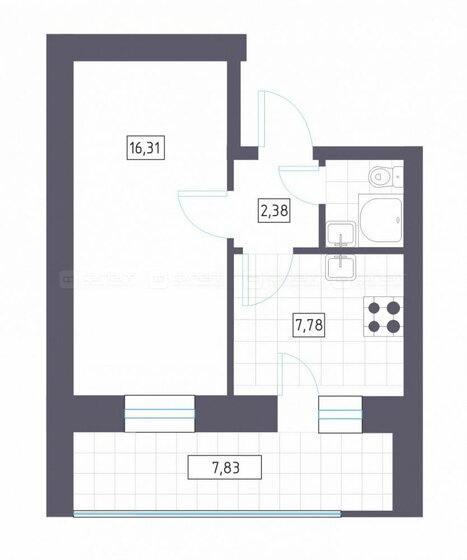 36,5 м², 1-комнатная квартира 2 850 000 ₽ - изображение 1