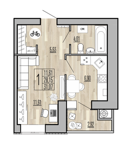 31,1 м², 1-комнатная квартира 2 549 040 ₽ - изображение 20