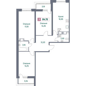 Квартира 84,8 м², 3-комнатная - изображение 1