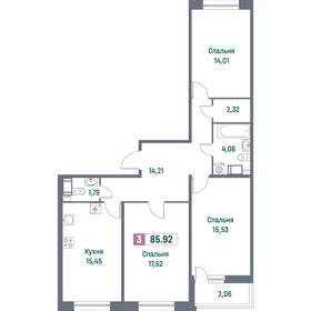 Квартира 85,9 м², 3-комнатная - изображение 1