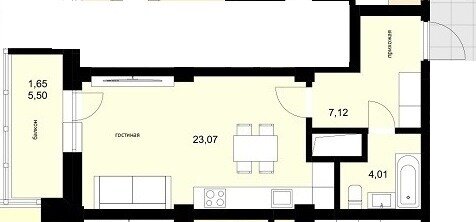 Квартира 35,9 м², студия - изображение 1