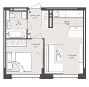 36 м², 1-комнатная квартира 4 200 000 ₽ - изображение 88