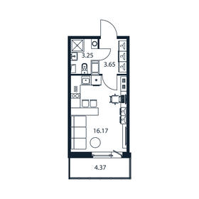 Квартира 24,4 м², студия - изображение 1