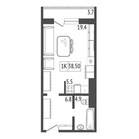 Квартира 38,5 м², 1-комнатная - изображение 2