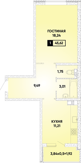 45,6 м², 1-комнатная квартира 6 523 660 ₽ - изображение 12