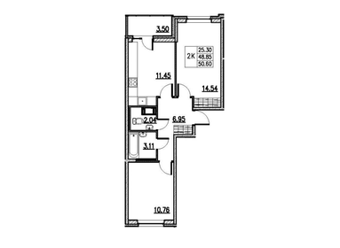 Квартира 50,6 м², 2-комнатная - изображение 2