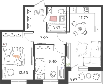 54,5 м², 3-комнатная квартира 6 018 935 ₽ - изображение 27