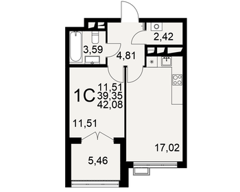 44,6 м², 1-комнатная квартира 4 400 000 ₽ - изображение 6