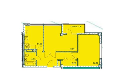 Квартира 68,1 м², 2-комнатная - изображение 1