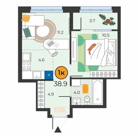 Квартира 38,9 м², 1-комнатная - изображение 1