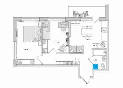 Квартира 58,9 м², 2-комнатная - изображение 1