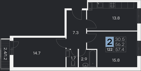 54,6 м², 2-комнатная квартира 6 650 000 ₽ - изображение 40