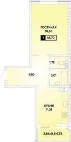 Квартира 45,7 м², 1-комнатная - изображение 1