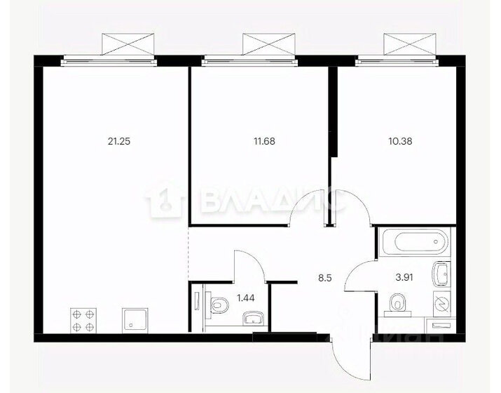 57 м², 2-комнатная квартира 21 300 000 ₽ - изображение 1