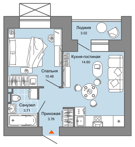 34 м², 2-комнатная квартира 5 194 150 ₽ - изображение 1