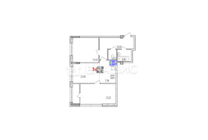 Квартира 64,8 м², 2-комнатная - изображение 5