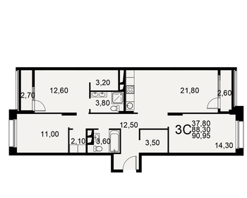 92,9 м², 3-комнатная квартира 12 355 700 ₽ - изображение 12