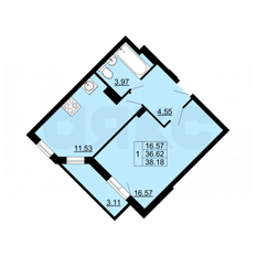 Квартира 38,2 м², 1-комнатная - изображение 2