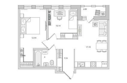 Квартира 57,1 м², 2-комнатная - изображение 1