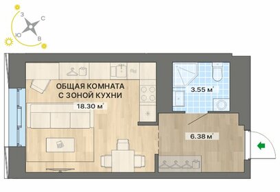 Квартира 28,2 м², студия - изображение 1