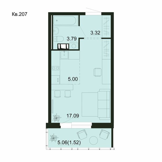 30,7 м², квартира-студия 4 300 800 ₽ - изображение 51