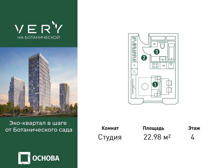 23 м², апартаменты-студия 10 835 070 ₽ - изображение 1