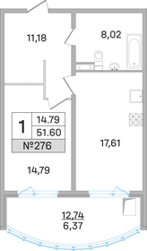 55,7 м², 1-комнатная квартира 10 654 430 ₽ - изображение 57