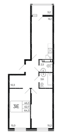 56,4 м², 3-комнатная квартира 6 209 640 ₽ - изображение 14