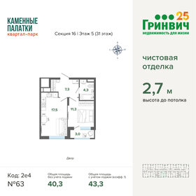 43,2 м², 1-комнатная квартира 6 904 179 ₽ - изображение 23