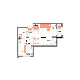 48 м², 2-комнатная квартира 7 600 000 ₽ - изображение 62