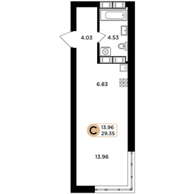 Квартира 29,4 м², студия - изображение 1