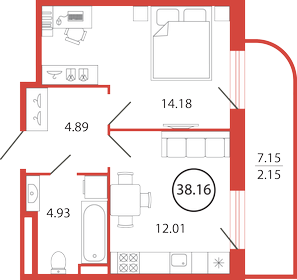 40,5 м², 1-комнатная квартира 7 648 011 ₽ - изображение 82