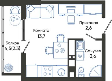 Квартира 22,2 м², студия - изображение 1