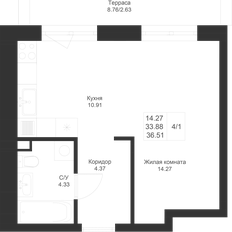 Квартира 36,5 м², студия - изображение 3