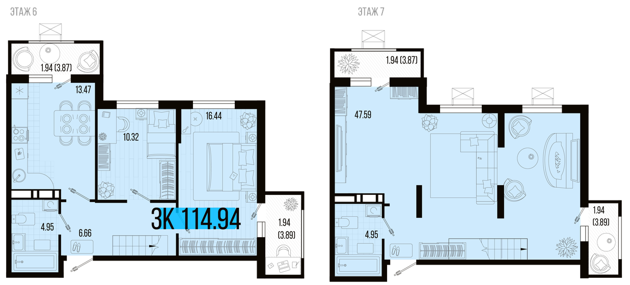 114,9 м², 3-комнатная квартира 10 758 384 ₽ - изображение 1