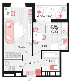 40,8 м², квартира-студия 700 000 ₽ - изображение 104