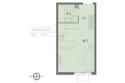 Квартира 25,4 м², студия - изображение 2