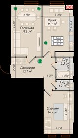 Квартира 66,6 м², 2-комнатная - изображение 1