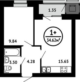 Квартира 34,6 м², 1-комнатная - изображение 1