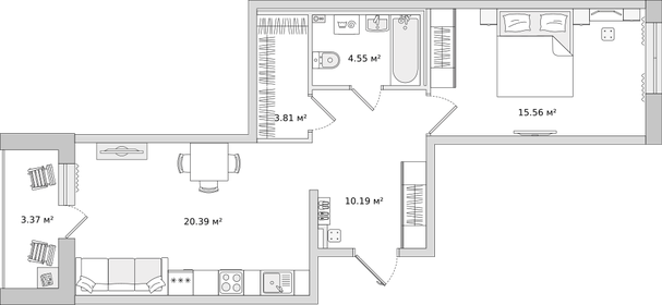 55,1 м², 2-комнатная квартира 14 250 000 ₽ - изображение 15