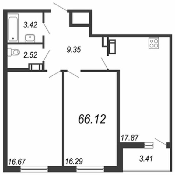66,1 м², 2-комнатная квартира 18 598 000 ₽ - изображение 1