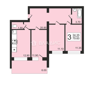 Квартира 83 м², 3-комнатная - изображение 1