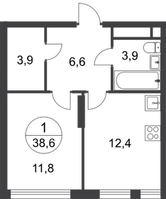 37,8 м², 1-комнатная квартира 12 644 829 ₽ - изображение 28