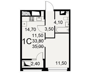 42,5 м², 1-комнатная квартира 4 049 100 ₽ - изображение 11