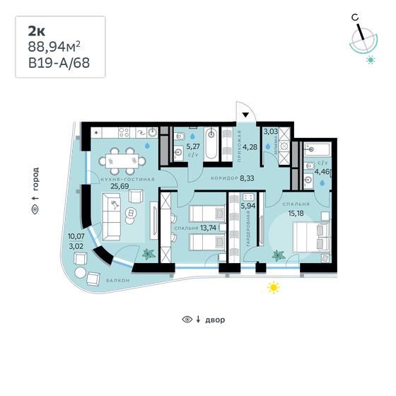 88,9 м², 2-комнатная квартира 40 814 568 ₽ - изображение 1