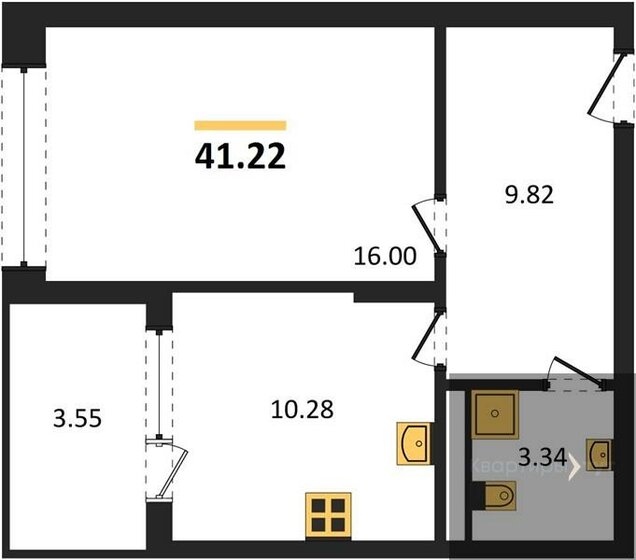 41,2 м², 1-комнатная квартира 6 820 921 ₽ - изображение 1