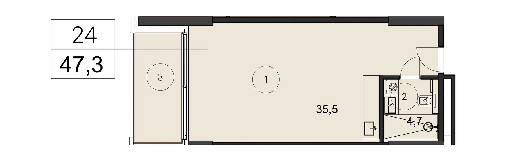 47,3 м², 1-комнатные апартаменты 70 950 000 ₽ - изображение 1